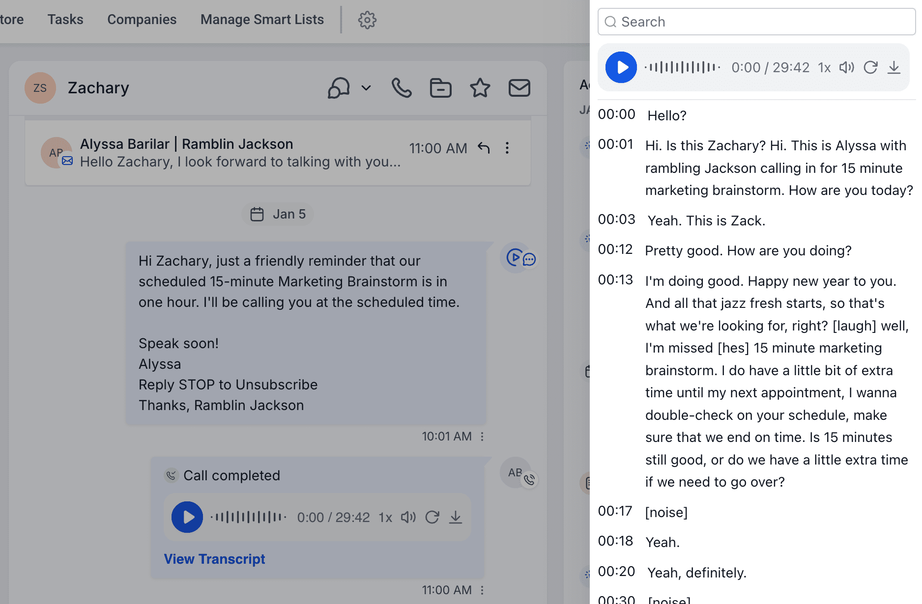 Call Tracking - Transcription